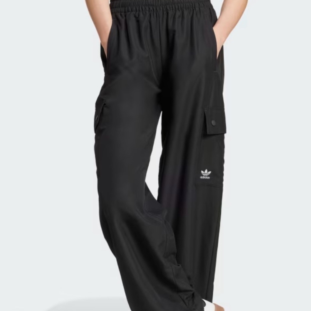 Adidas Black Wide-Leg Cargo Trousers